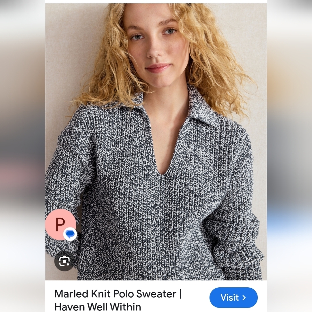 NWOT Haven Well Within Navy and White V-Neck Sweater, M